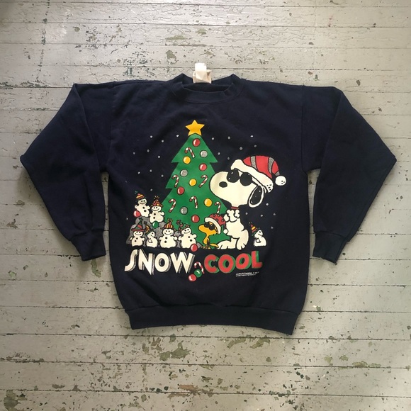 Ugly Christmas Sweater Snoopy Men/'s Size Small Peanuts Joe Cool Holiday